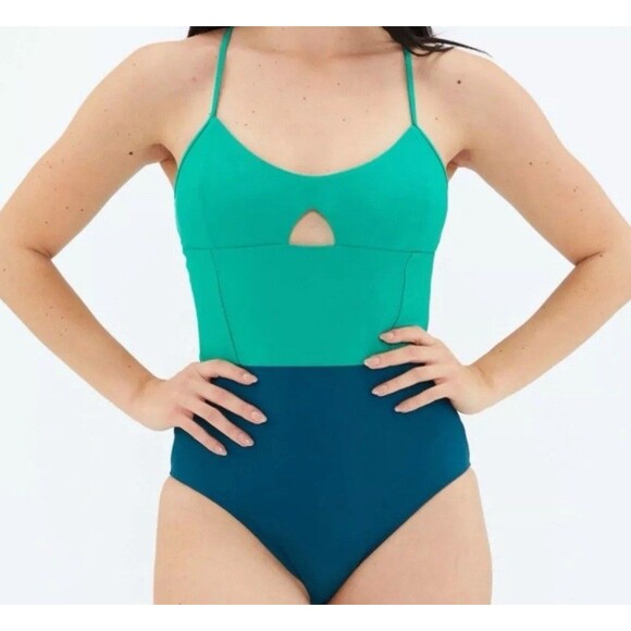 Summer salt THE SWAN DIVE ONE PIECE SWIMSUIT Black & White Women's Sz 12 New - Picture 1 of 8